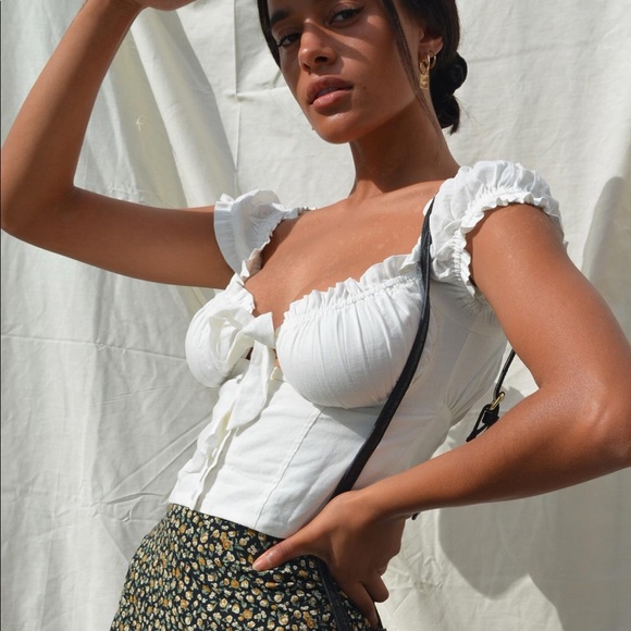 Princess Polly Elouise White Crop Top - Picture 1 of 8